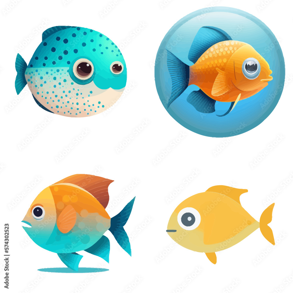 Fototapeta premium cute fish design with transparent background