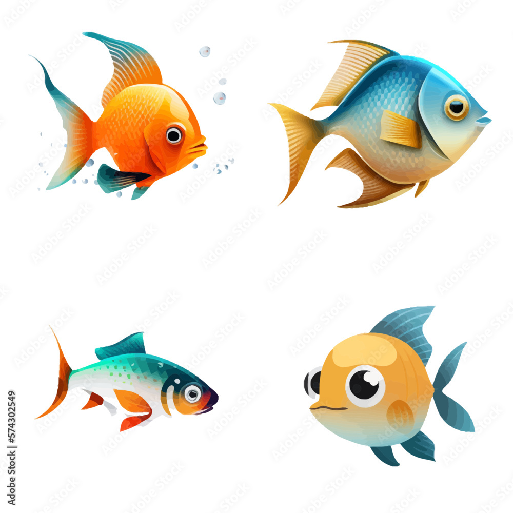 Fototapeta premium cute fish design with transparent background