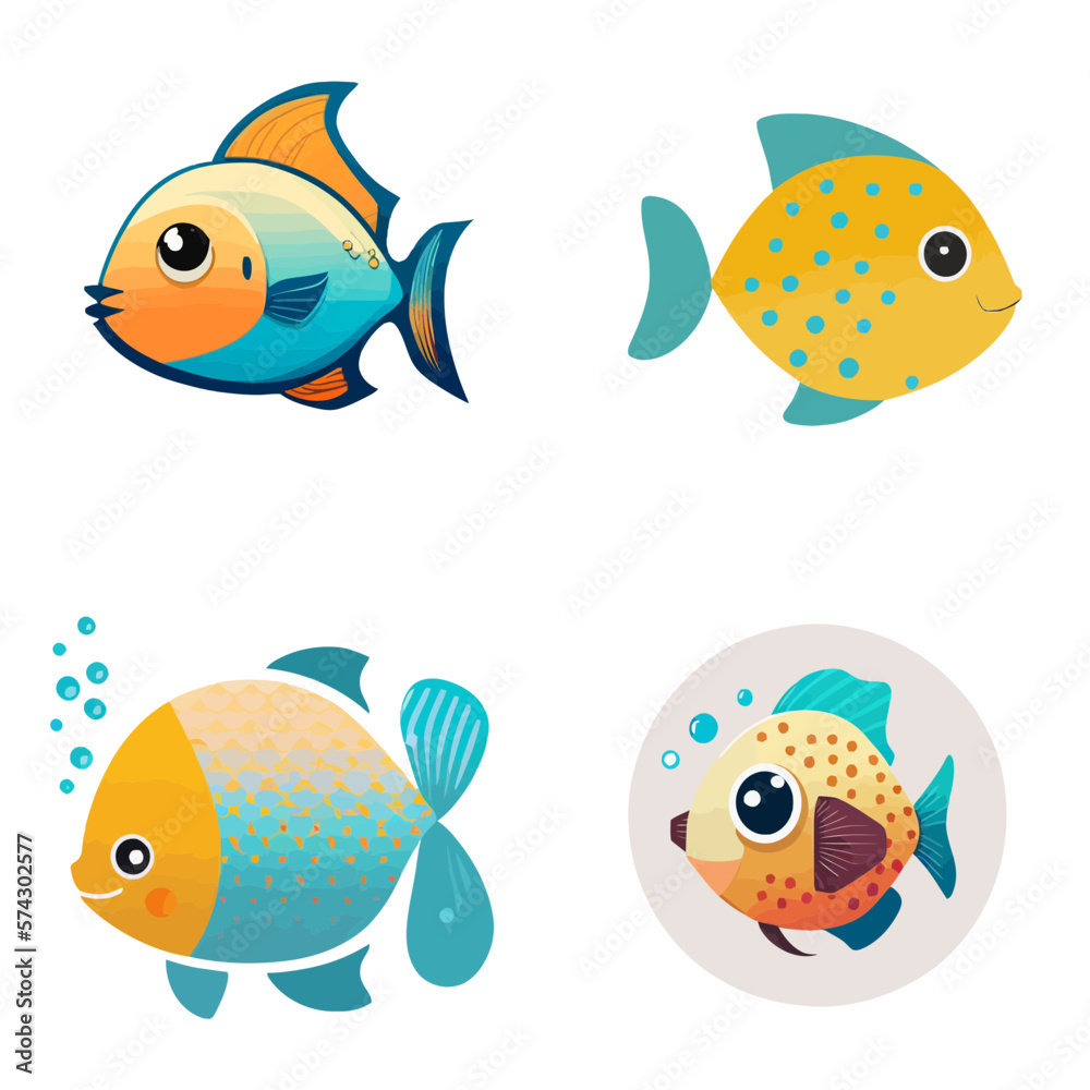 Fototapeta premium cute fish design with transparent background