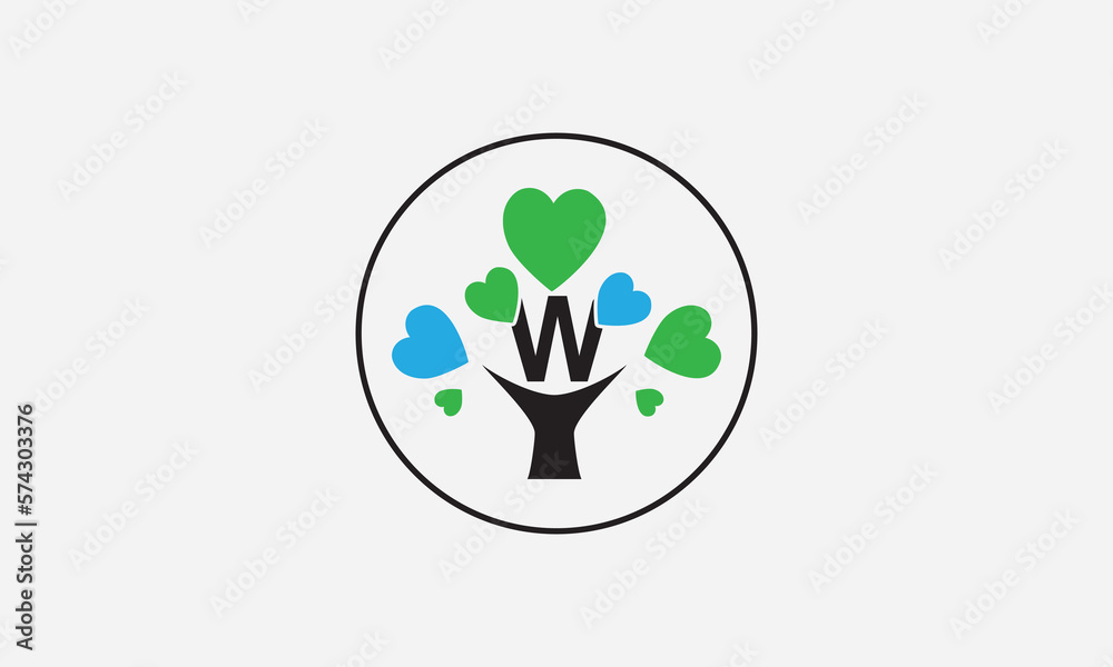 Heart sign tree. Heart symbol tree circle. Love tree logo symbol and ...