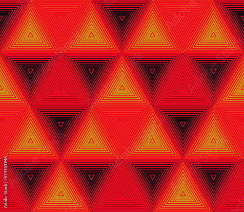 graphic geometric linear triangles seamless bright red gold black
