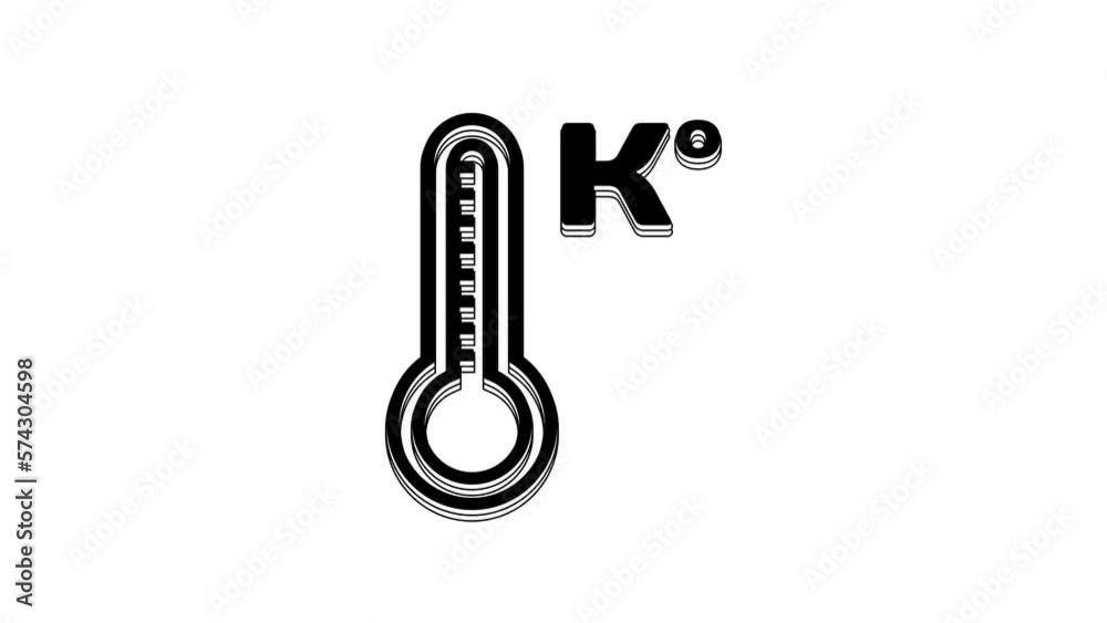 Black Meteorology thermometer measuring heat and cold icon isolated on white background. Temperature Kelvin. 4K Video motion graphic animation Black Meteorology thermometer measuring heat and cold icon isolated on white background. Temperature Kelvin. 4K Video motion graphic animation