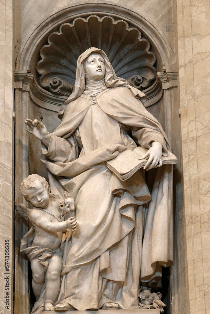 Statue in St Peter's basilica, Rome. St. Teresa of Jesus. Italy.  31.07.2018