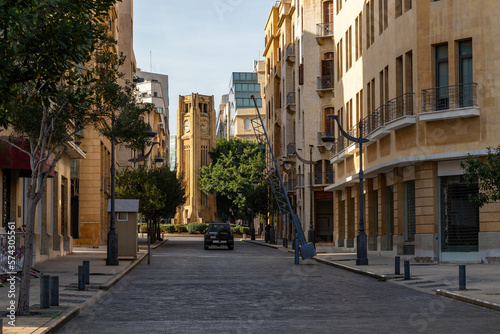 View of Nijmeh Square in Beirut. Traditional architecture in the old town of Beirut. Lebanon. 