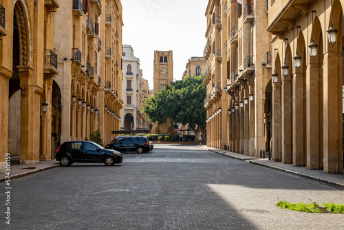 View of Nijmeh Square in Beirut. Traditional architecture in the old town of Beirut. Lebanon.  photo