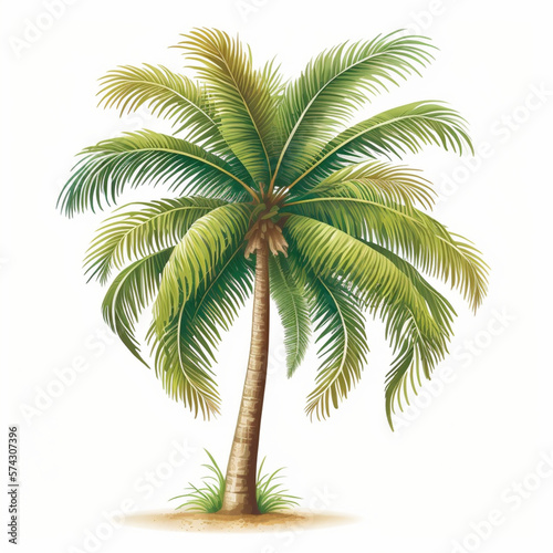 Palm tree isolated white background. Generative ai.