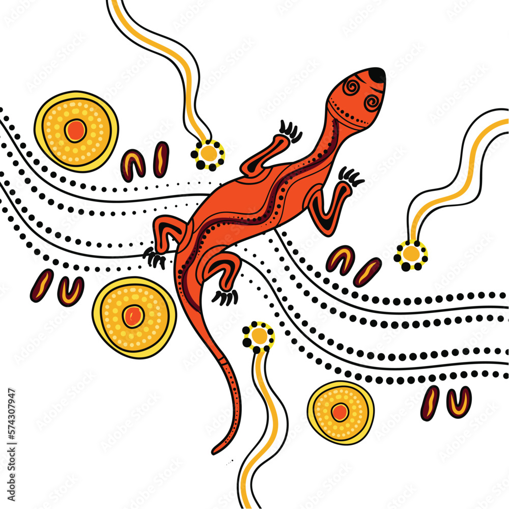 Aboriginal lizard art for children - Illustration Stock Vector | Adobe