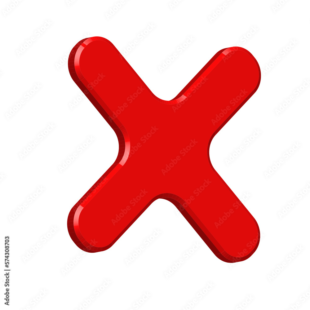 red cross mark 3D icon red cross mark 3D icon