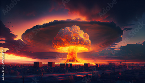 Nuclear bomb. Characteristics of nuclear bombs in the city. nuclear war. generative AI
