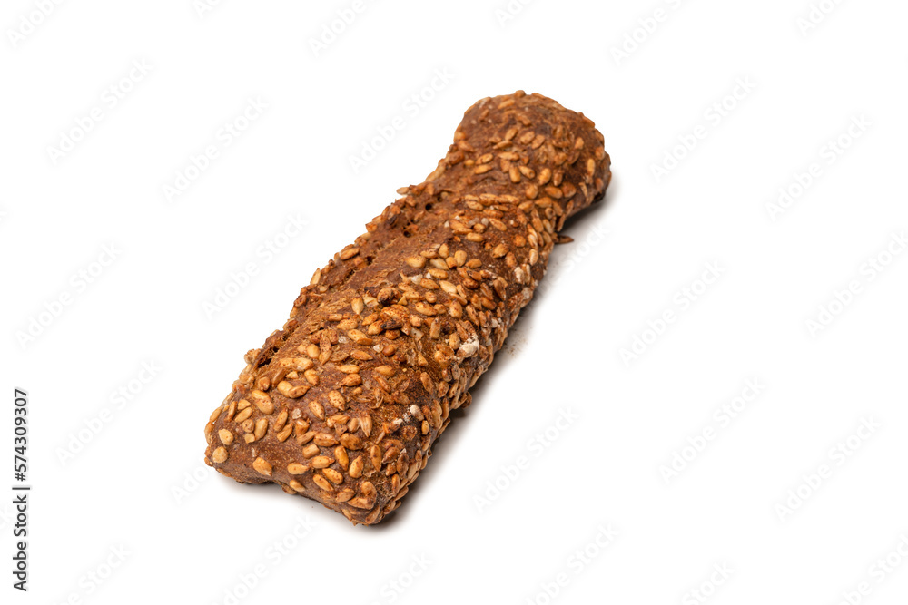 Loaf of bread with sunflower seeds isolated on a white background. Loaf of bread with sunflower seeds isolated on a white background.