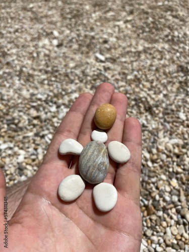 Beautiful turtle made out of rocks Beach Adriatic sea