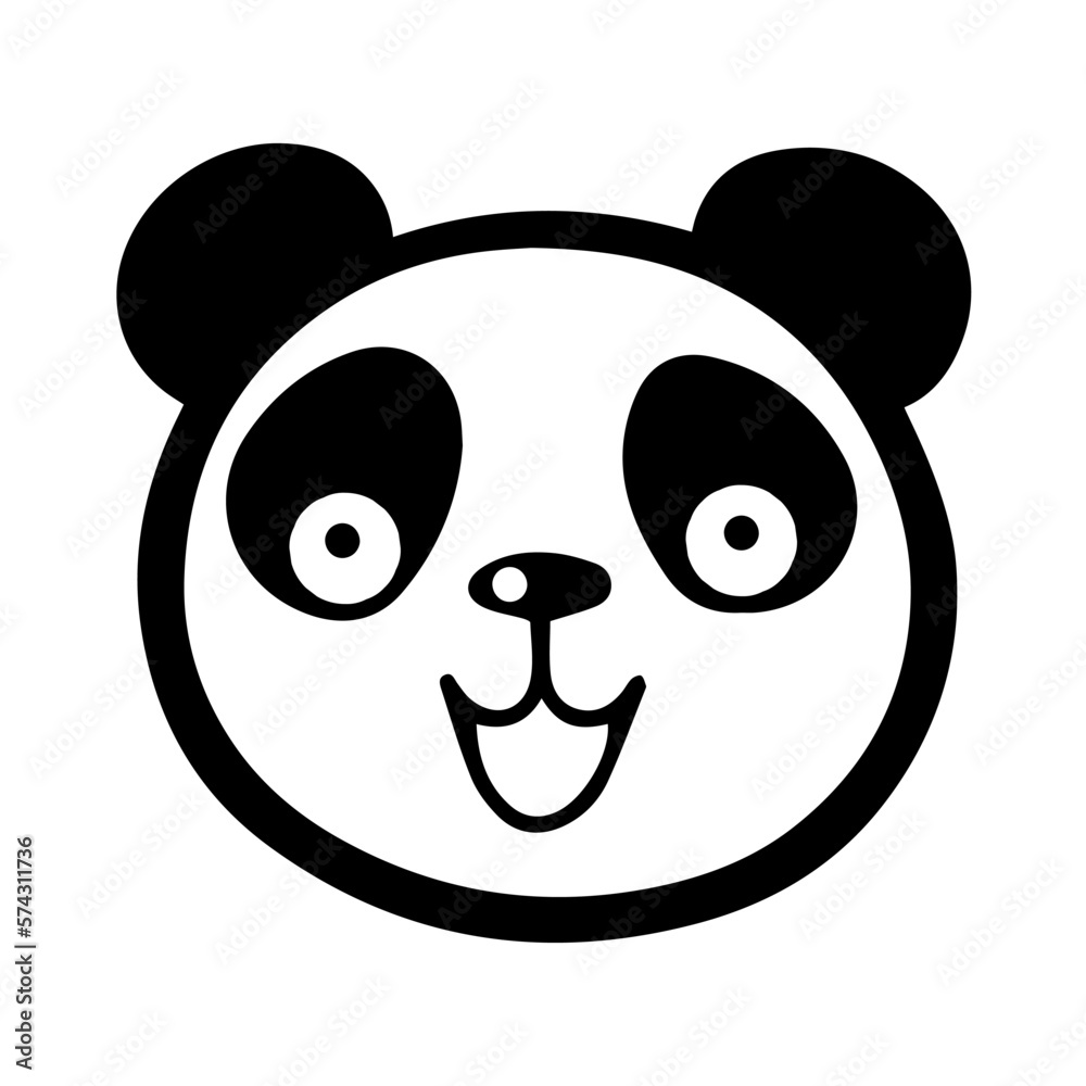 Fototapeta premium Cute happy smile Panda Face cartoon Vector Icon logo isolated on white
