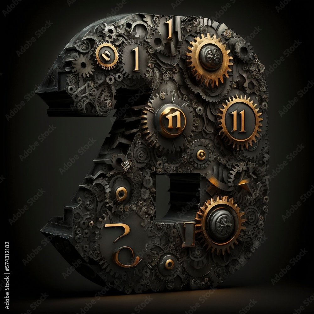 custom made wallpaper toronto digitalNumbers made of mechanical letters. AI technology generated image