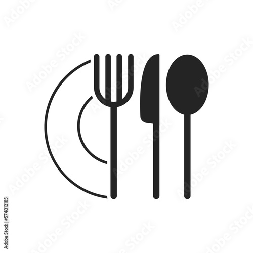Silhouette of cutlery. fork  knife  spoon. Logotype menu. Vector illustration.