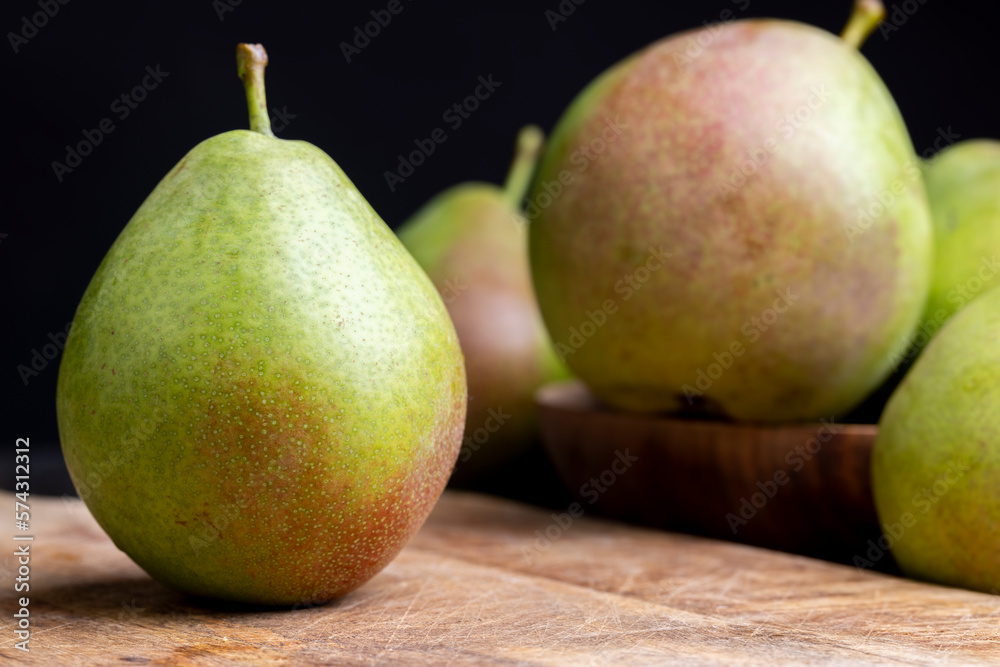 Whole ripe green pears, close up Whole ripe green pears, close up