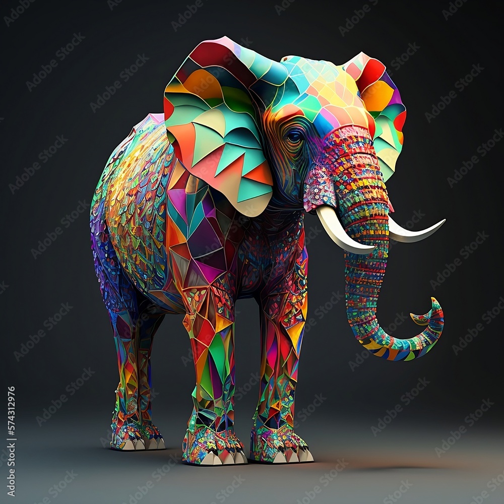 Obraz premium Abstract Elephant: Bold and Vibrant Wall Art - Background/Desktop/Landscape Generated AI