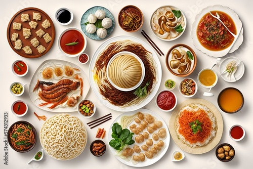 Wallpaper Mural All kinds of delicious food on the table. AI technology generated image Torontodigital.ca