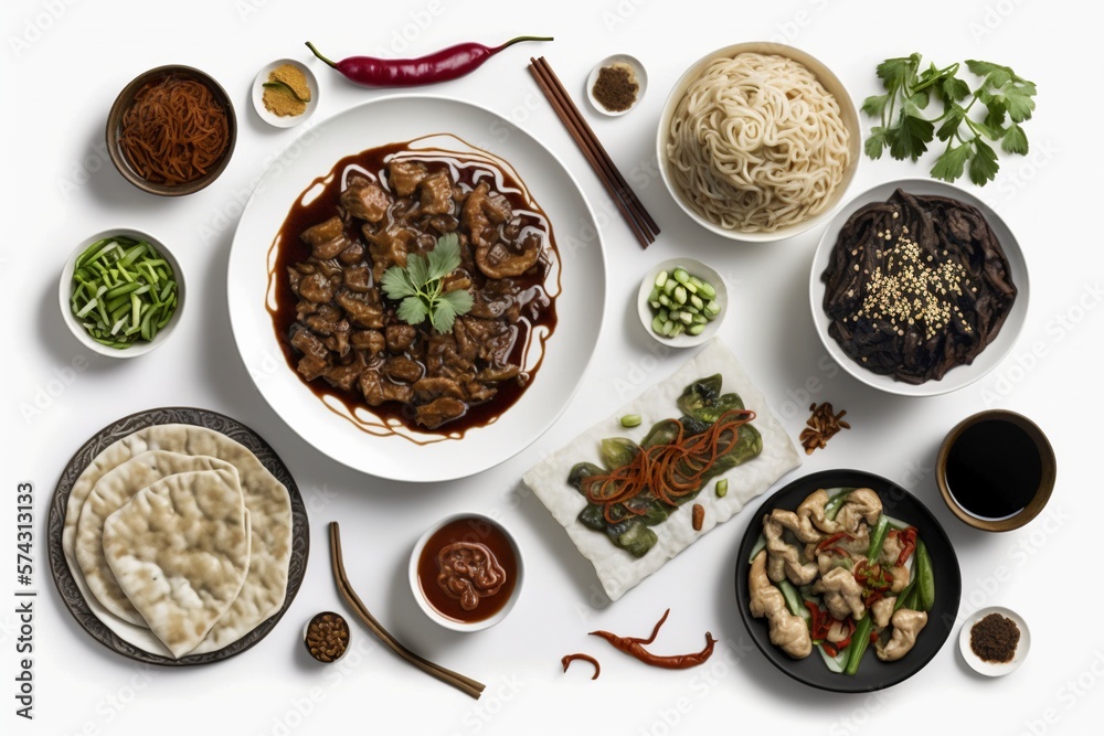 All kinds of delicious food on the table. AI technology generated image All kinds of delicious food on the table. AI technology generated image
