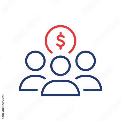 Fund of Donation Linear Icon. Charity and Donation Concept. Organization and Community Charitable Foundation. Financial Help for People Line Pictogram. Editable stroke. Vector illustration