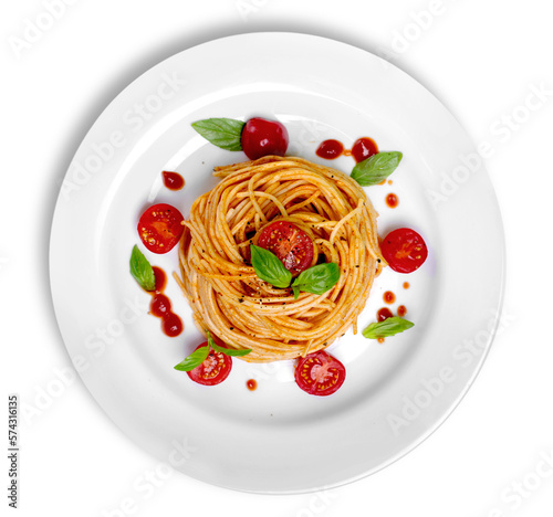 Tasty Italian pasta with tomato sauce