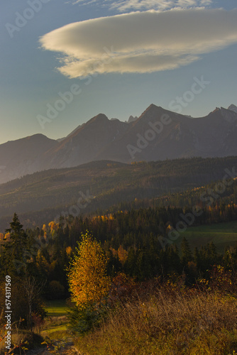 Łapszanka view of the Tatra Mountains, Łapszanka jesienią