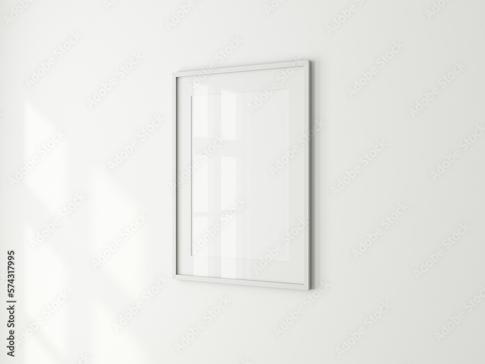 Poster Art Frame Mockup with passepartout on white wall, 3d rendering Poster Art Frame Mockup with passepartout on white wall, 3d rendering