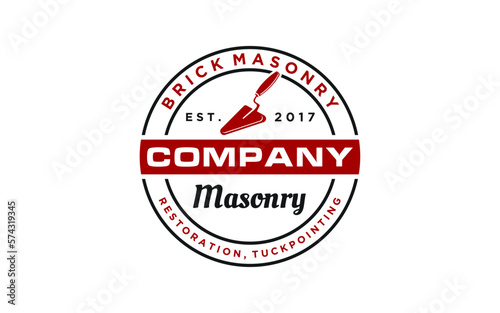 vintage construction and brick wall labels. Posters, stamps, banners and design elements. Vector template