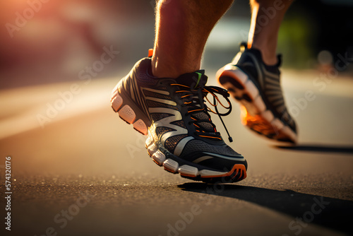 Runner in running shoes in a city on concrete © Sebastian