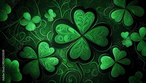 Clovers background on St. Patrick's Day , generative AI