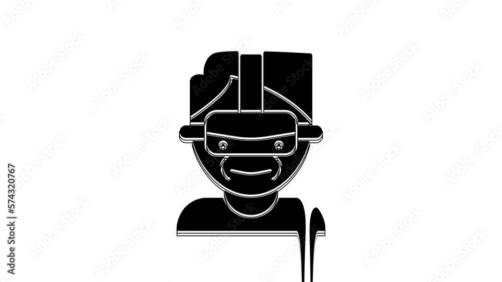 Black Virtual reality glasses icon isolated on white background. Stereoscopic 3d vr mask. 4K Video motion graphic animation Black Virtual reality glasses icon isolated on white background. Stereoscopic 3d vr mask. 4K Video motion graphic animation