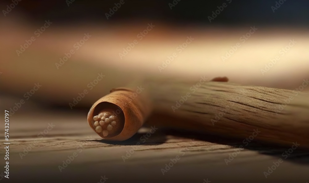  a close up of a baseball bat on a wooden surface.  generative ai