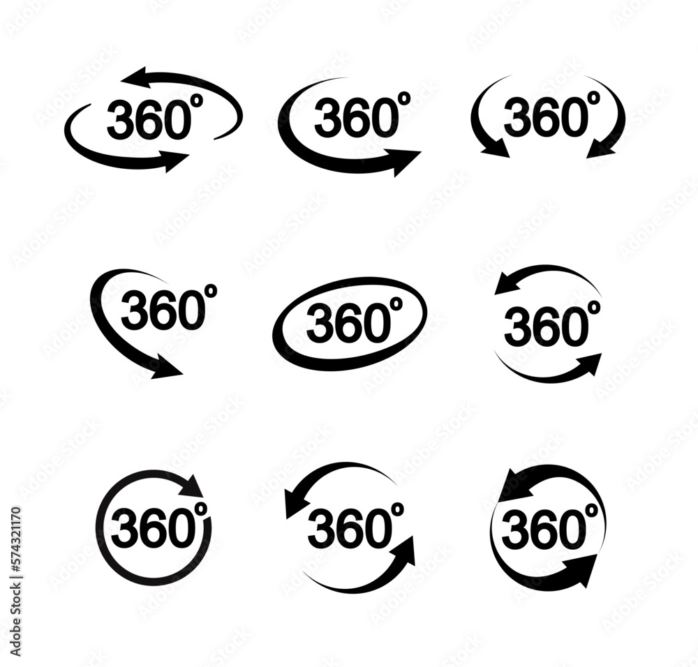 Set of 360 Degree View Vector Icons for Your Design. Vector Set of 360 Degree View Vector Icons for Your Design. Vector