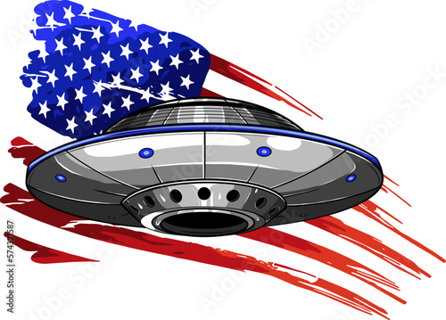 ufo with usa flag in backgrond vector