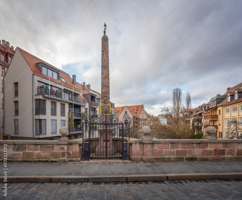 Obelisk at Karlsbrucke Bridge - Nuremberg, Bavaria, Germany
