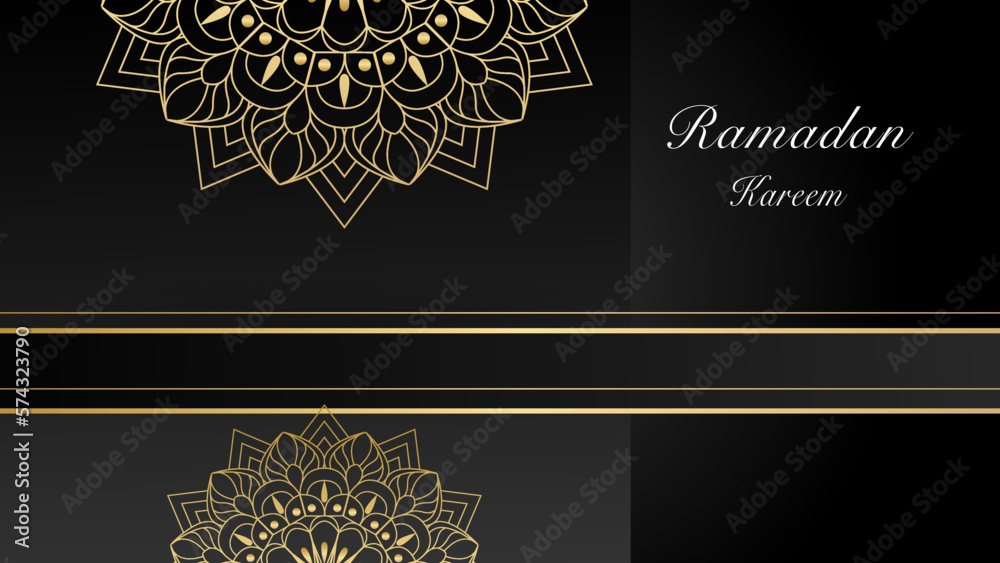 Islamic greeting card template with ramadan for wallpaper design. Poster, media banner. Vector illustrations.