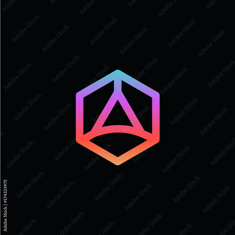 colorful logo icon hexagon technology with letter A colorful logo icon hexagon technology with letter A