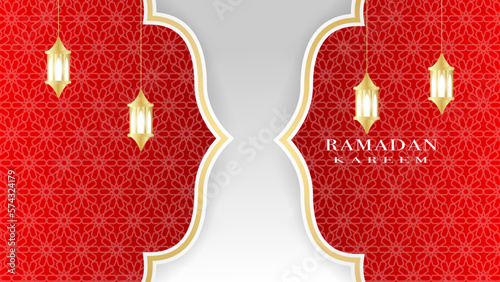 Ramadan kareem islamic greeting card background vector illustration.