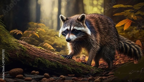 raccoon in the woods made with Generative AI