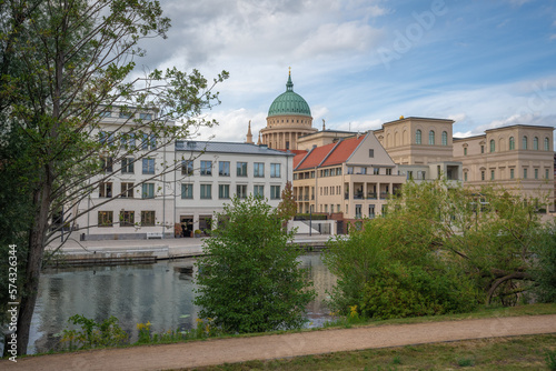 Potsdam Downtown skyline at Havel River with St. Nicholas Church - Potsdam, Brandenburg, Germany photo