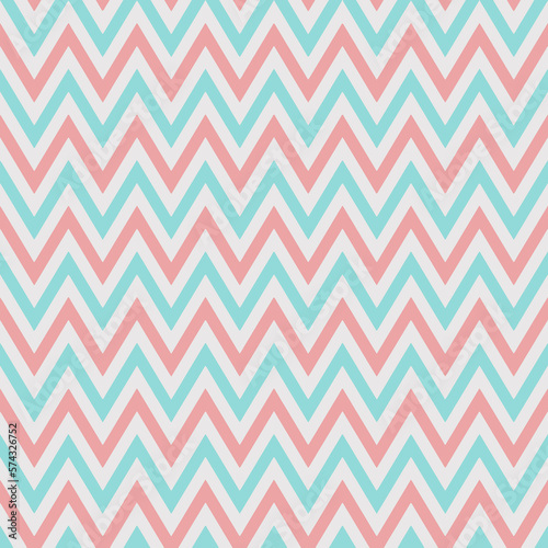 Chevron seamless pattern, turquoise, pink and grey chevron or zigzag pattern background with watercolor paper texture