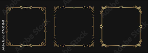 set vector, frame vintage gold