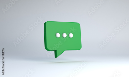 Icon in green color of speech and chat bubble isolated. 3D illustration