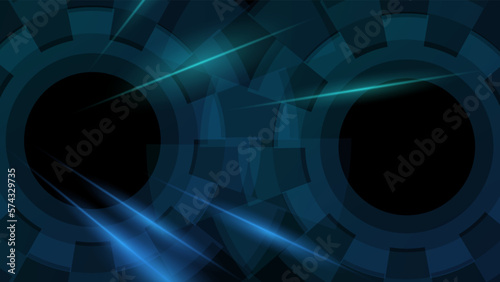 Drak blue geometric with overlap shapes layer background with neon effect. Vector graphic illustrations.  digital technology and engineering design