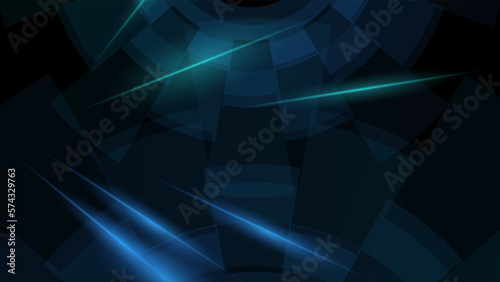Drak blue geometric with overlap shapes layer background with neon effect. Vector graphic illustrations.  digital technology and engineering design