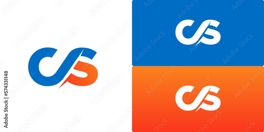 letter CS logo gradient blue orange vector letter CS logo gradient blue orange vector