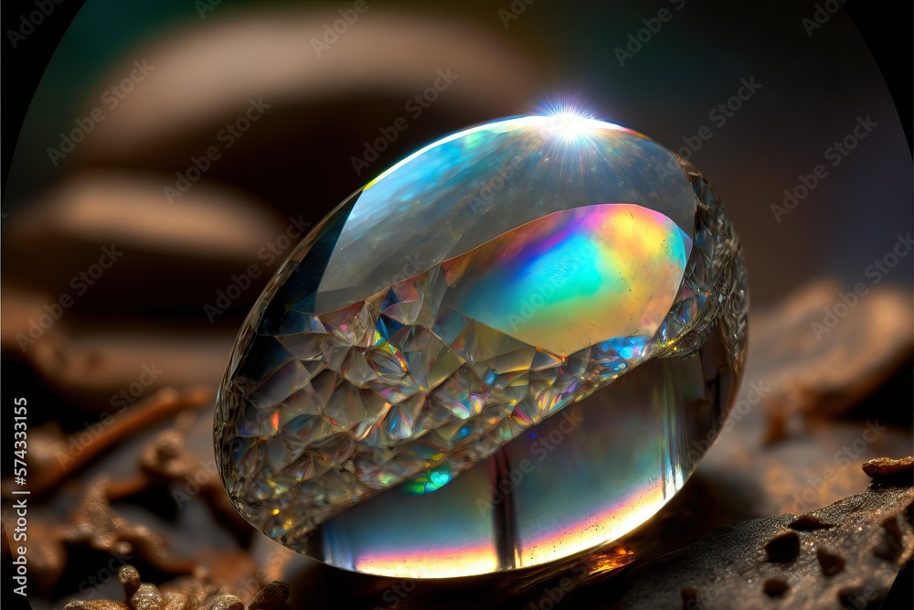 Fototapeta premium Moonstone, gemstone iridescent coloring (Ai generated)