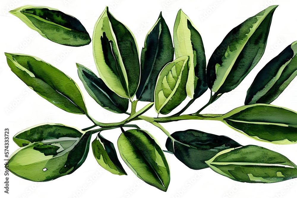 Olive Branches set Watercolor. Generative AI Olive Branches set Watercolor. Generative AI