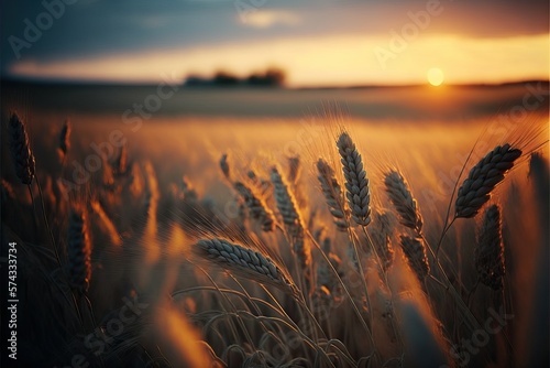 Wheat Field Against Sky During Sunset  Ai generated 
