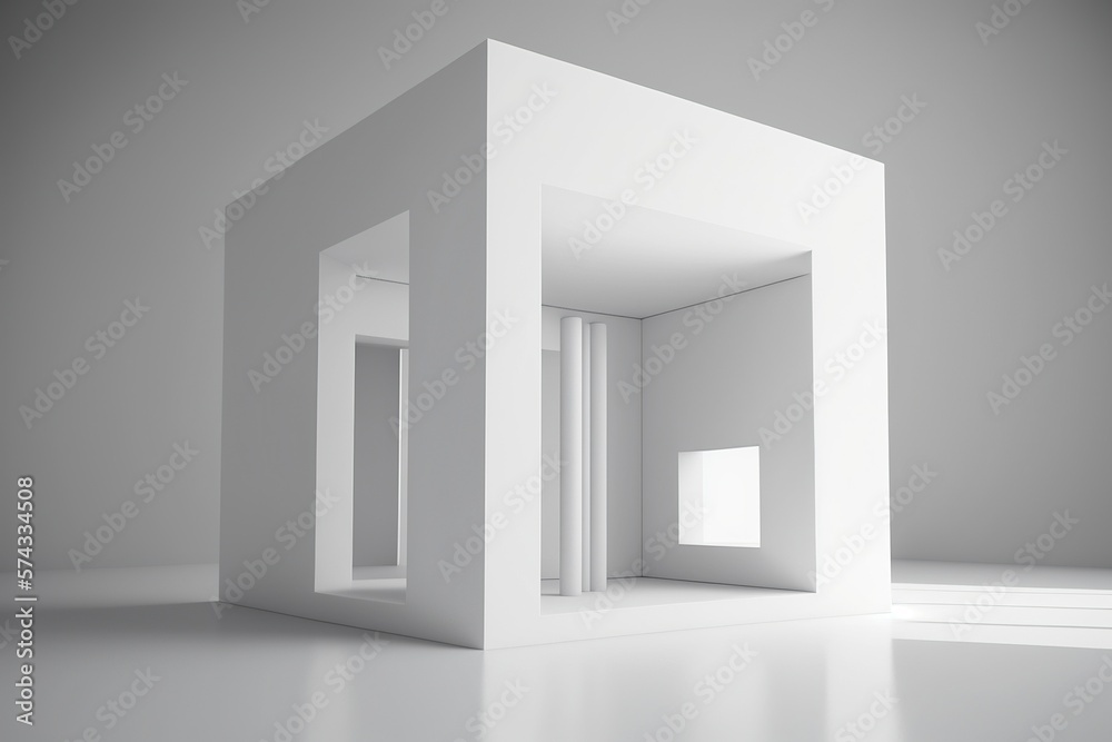 White minimalist architectural space. AI technology generated image White minimalist architectural space. AI technology generated image