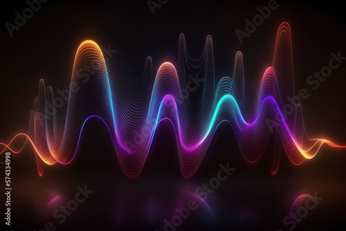 blurred glowing waves and neon lines. AI technology generated image